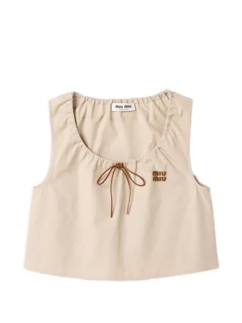 panama cotton crop top by MIU MIU