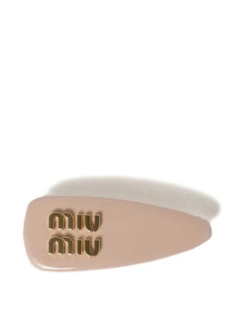patent-leather hair clip by MIU MIU