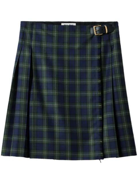 pleated tartan skirt by MIU MIU