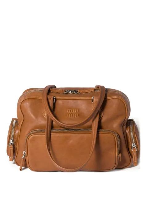 pocket leather tote bag by MIU MIU