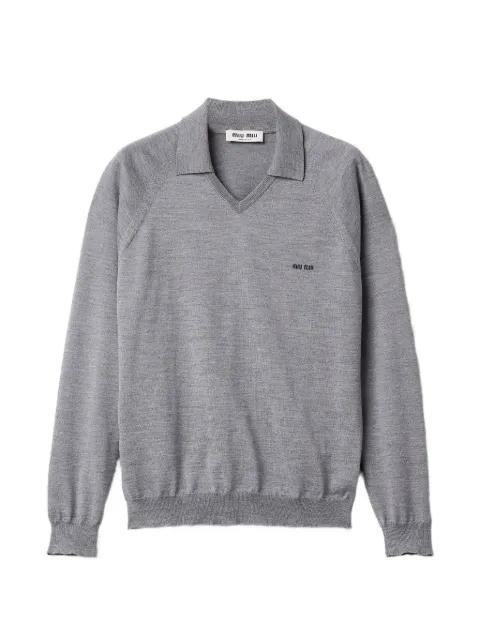 polo-collar wool sweater by MIU MIU