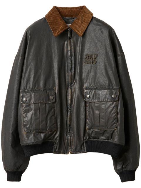 poplin bomber jacket by MIU MIU