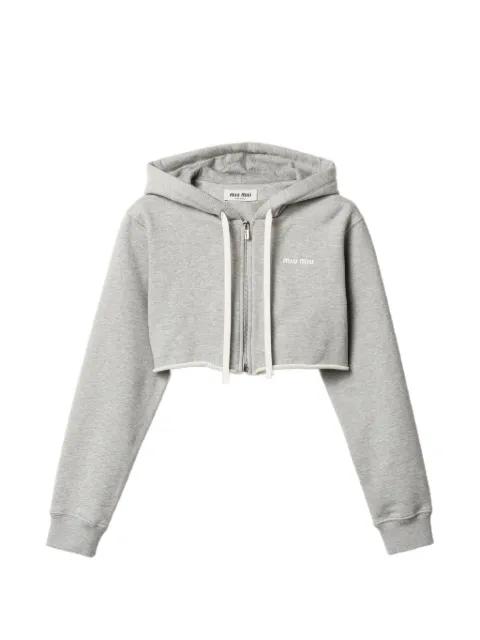 raw-cut zip-up hoodie by MIU MIU