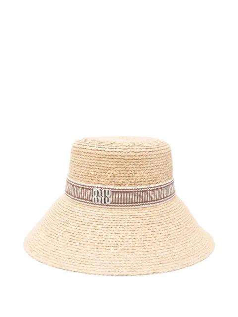 ribbon straw hat by MIU MIU
