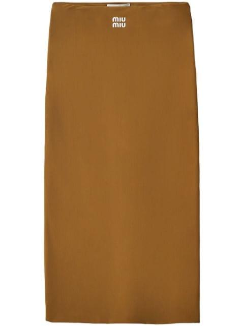 rubberized-logo midi skirt by MIU MIU
