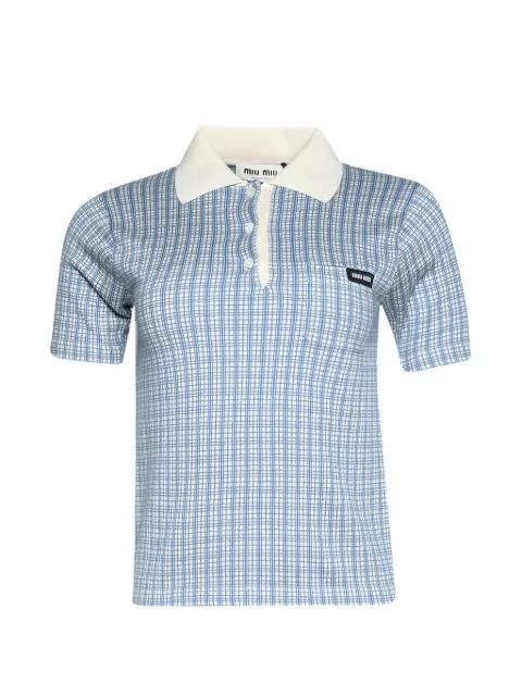 short-sleeve check-pattern polo shirt by MIU MIU