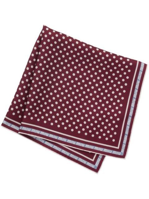 silk polka dot-print scarf by MIU MIU