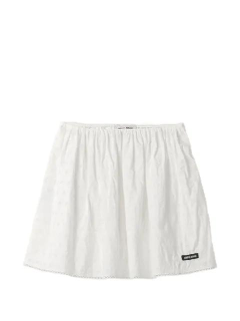 slubbed eyelet poplin skirt by MIU MIU