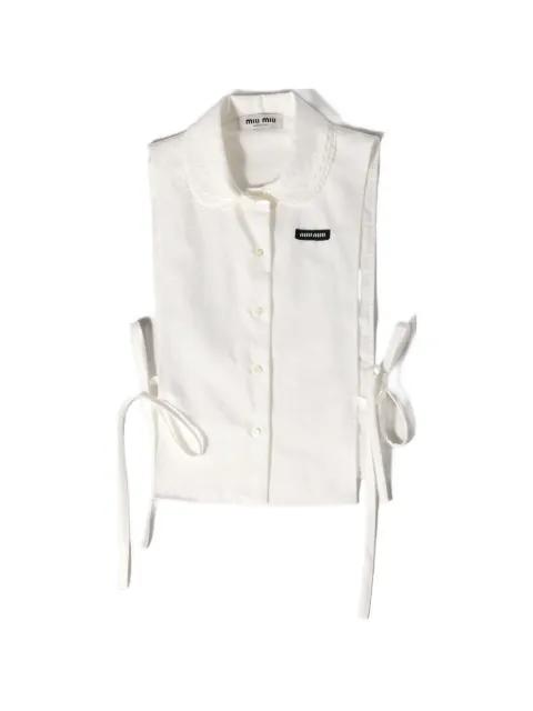 slubbed poplin side-tie shirt by MIU MIU