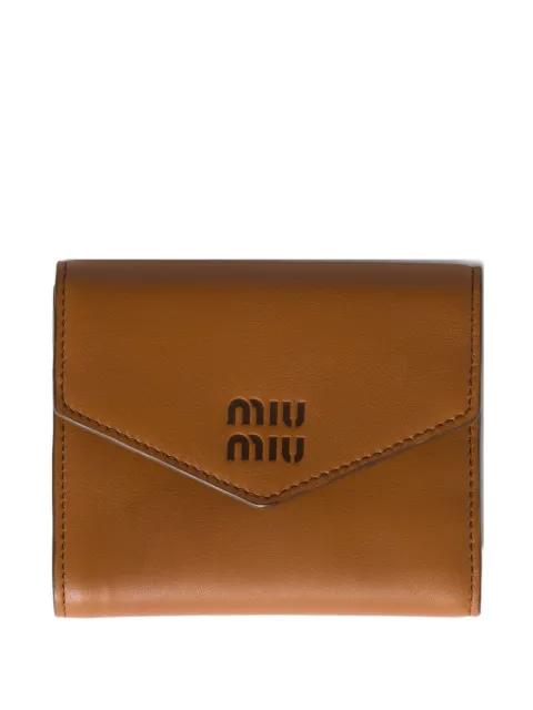 small debossed-logo leather wallet by MIU MIU