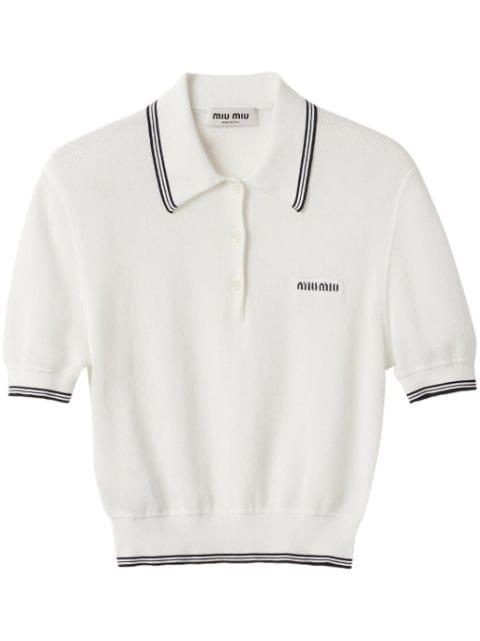 stripe-detail polo top by MIU MIU