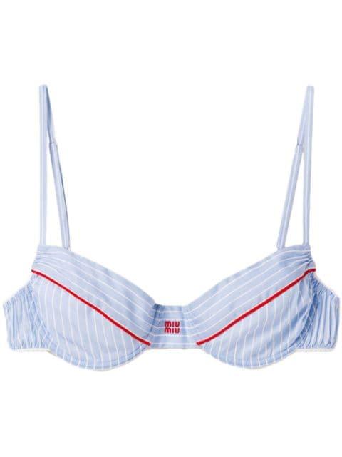 stripe-print bra by MIU MIU