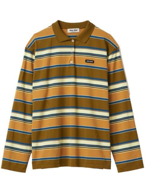 striped cotton polo shirt by MIU MIU