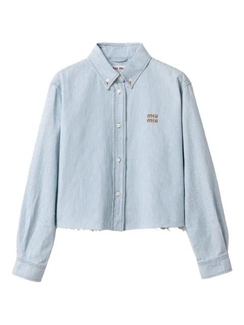 striped frayed-edge shirt by MIU MIU