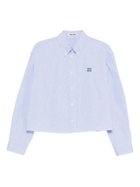 striped logo-embroidered shirt by MIU MIU