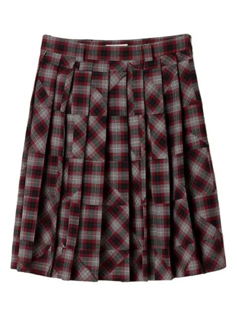 tartan patchwork midi skirt by MIU MIU