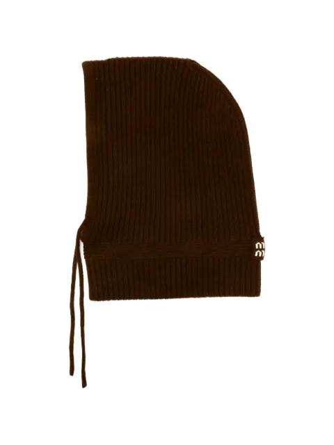 tie-detail beanie hat by MIU MIU