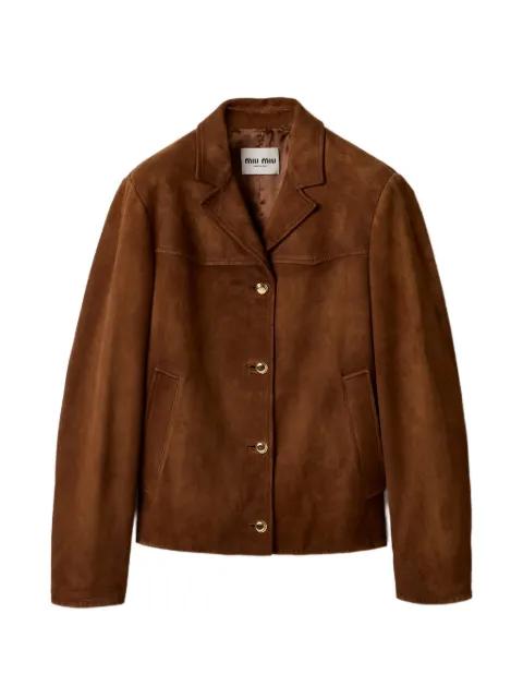 waxed suede leather blouson jacket by MIU MIU
