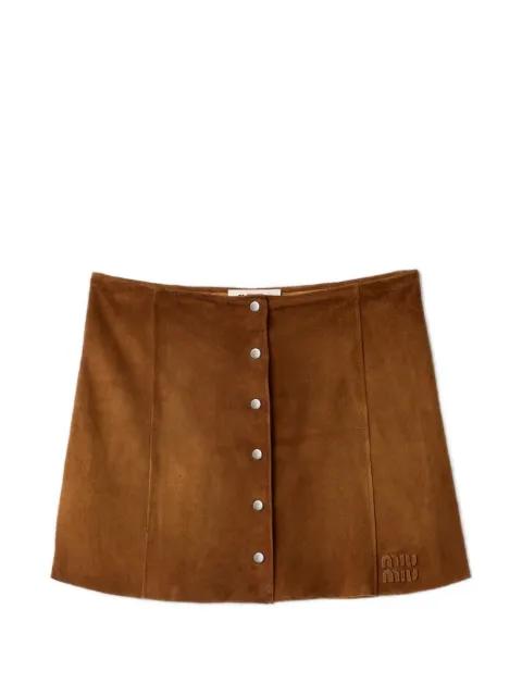 waxed suede miniskirt by MIU MIU