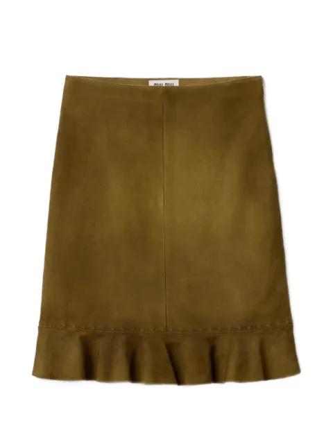 waxed suede skirt by MIU MIU