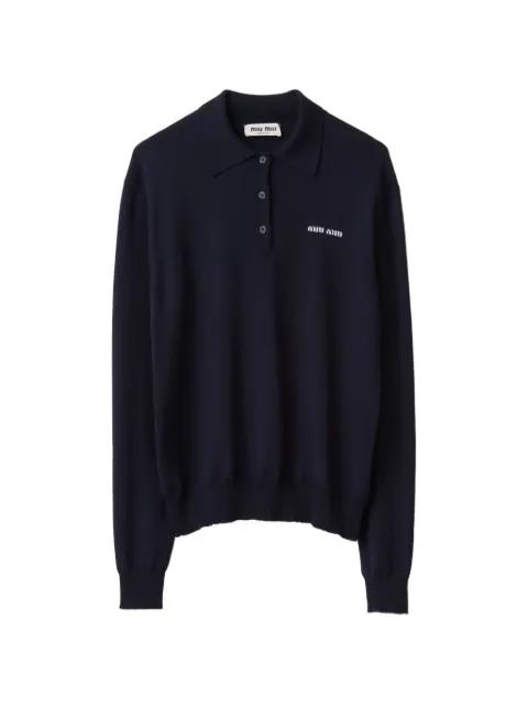 wool knit polo shirt by MIU MIU