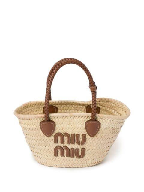woven straw tote bag by MIU MIU