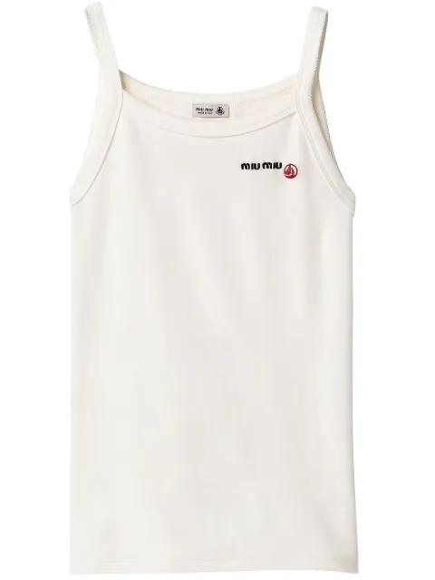 x Petit Bateau embroidered tank top by MIU MIU
