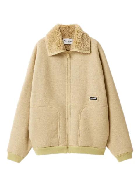 zip-up shearling jacket by MIU MIU
