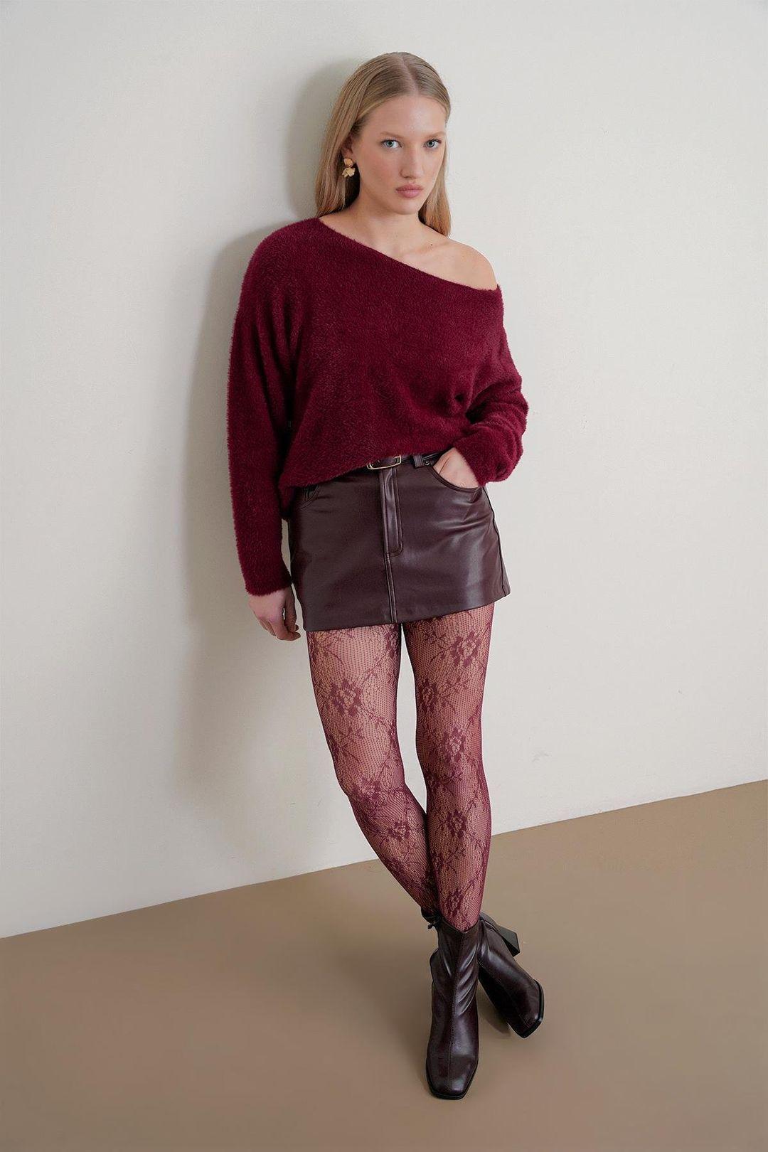 Asymmetrical Collar Knit Sweater by MIXRAY