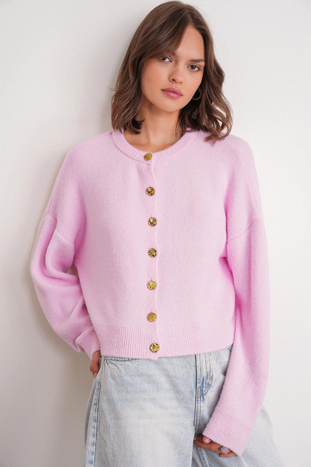 Buttoned Ribbed Knit Cardigan by MIXRAY