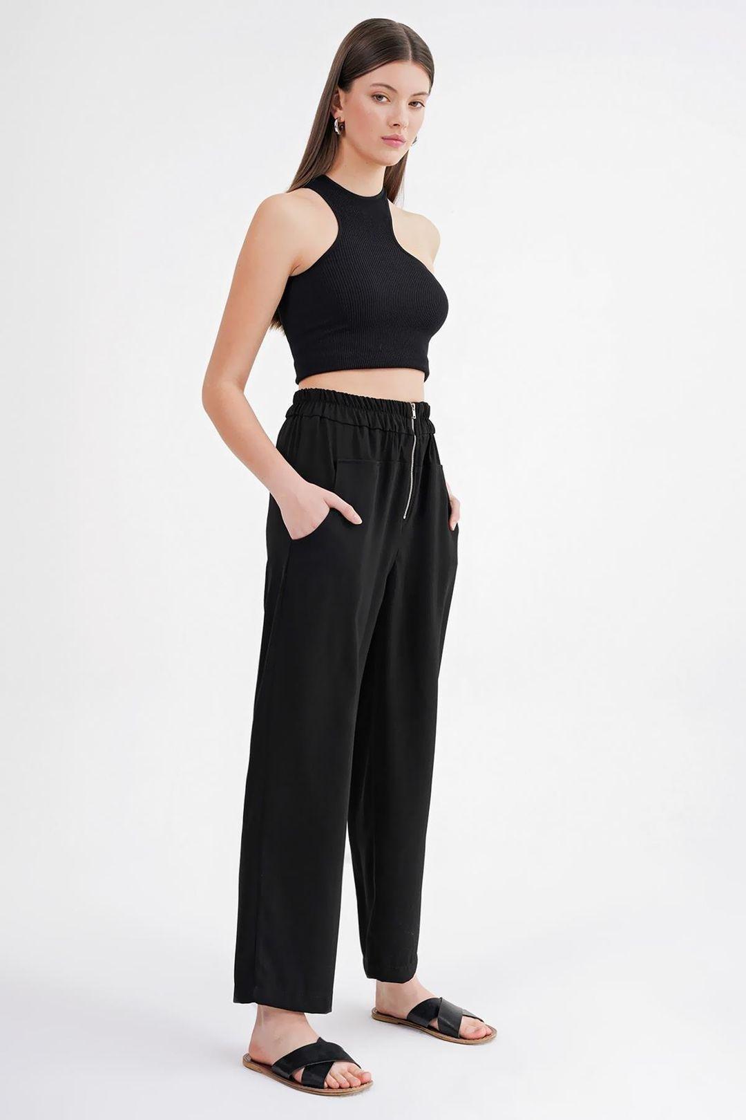 Drawstring Waist Cigarette Jogger Pants by MIXRAY