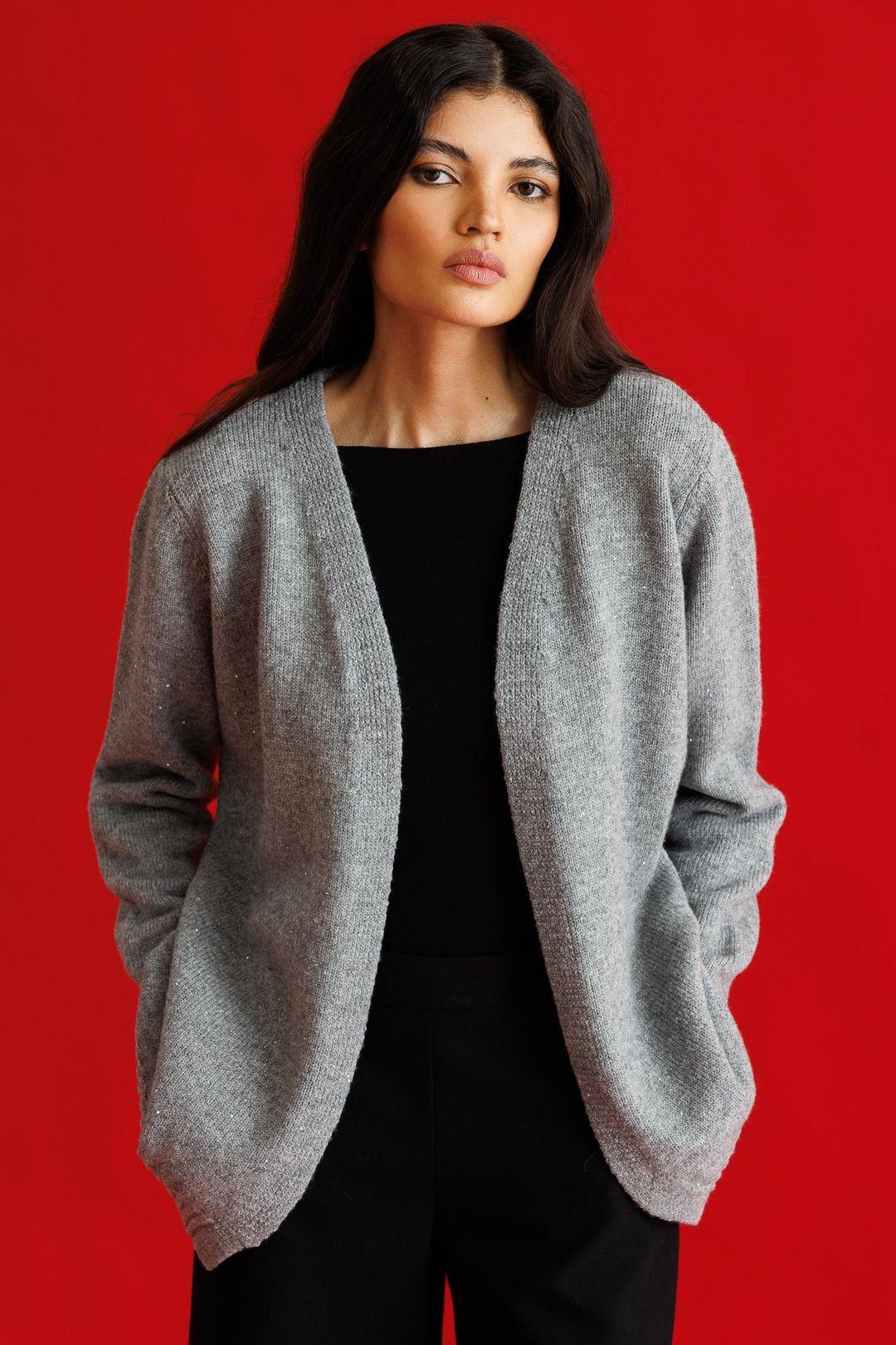 Oversized Ribbed Knitwear Cardigan by MIXRAY
