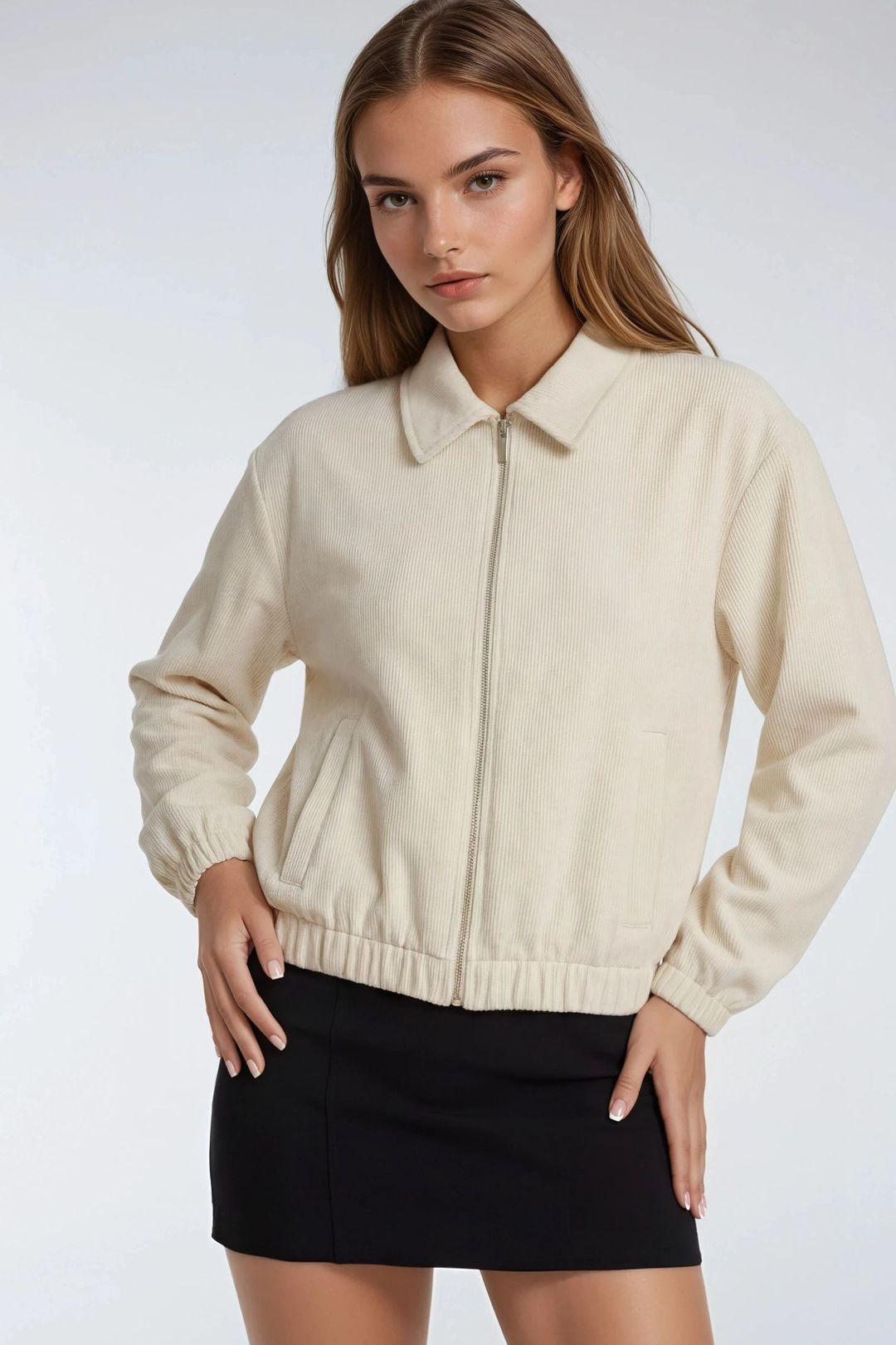 Relaxed Fit Zipper Jacket with Pockets by MIXRAY