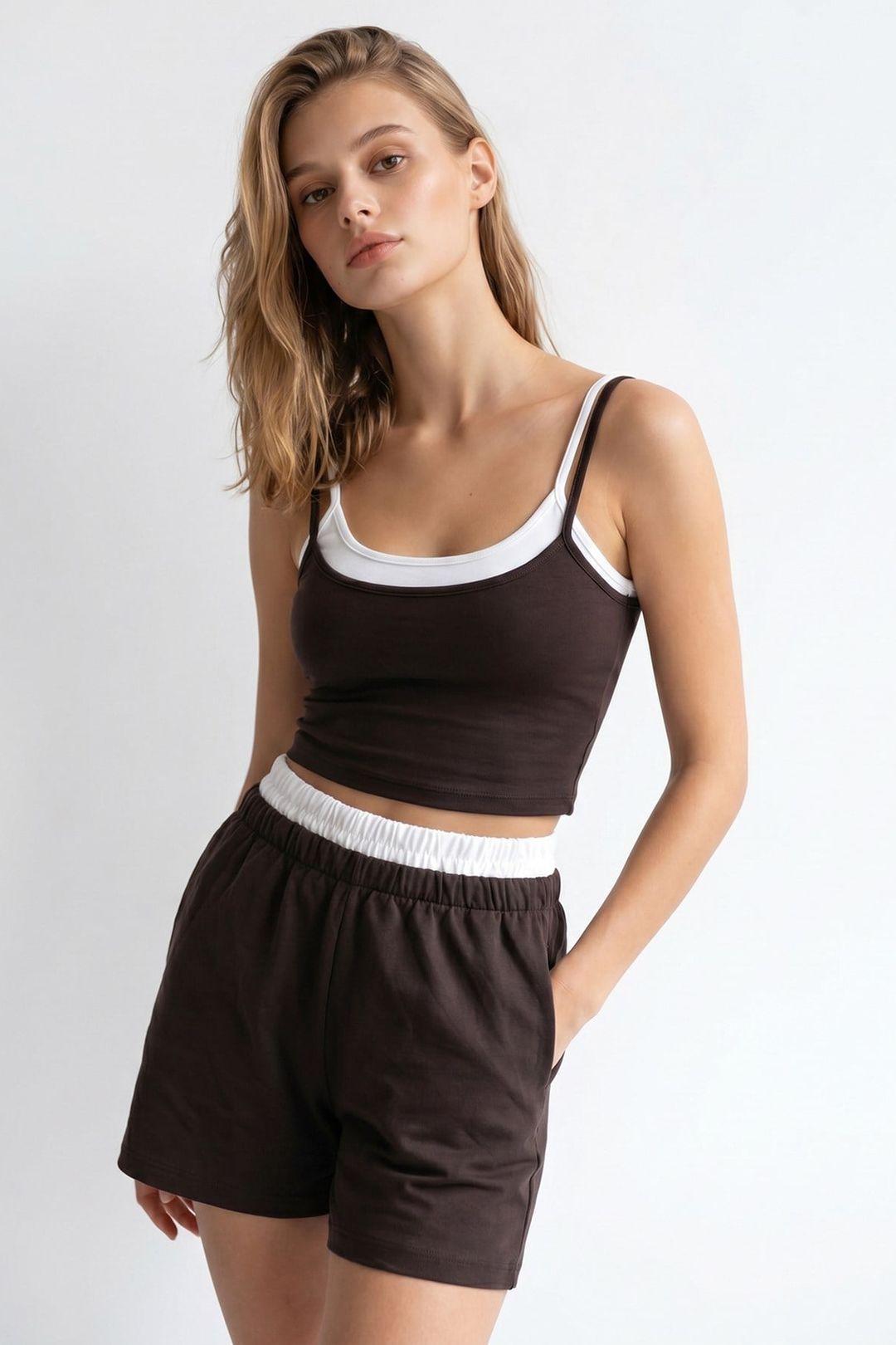 Two-Piece Crop T-Shirt And Shorts Set by MIXRAY