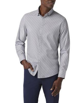 Leeward No Tuck Long Sleeve Dress Shirt Silver-Tone Dotted Diamond by MIZZEN+MAIN