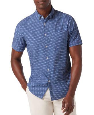 Leeward SS Dress Shirt Coastal Fjord Hatch Mark by MIZZEN+MAIN