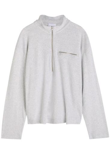 Logo-embroidered terry half-zip sweatshirt by MKI MIYUKI-ZOKU
