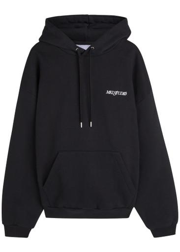 Script logo-print hoodied cotton-blend sweatshirt by MKI MIYUKI-ZOKU