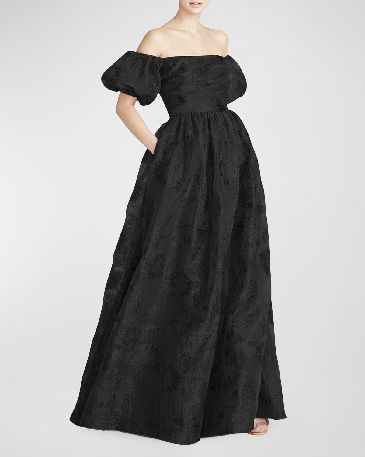 Off-Shoulder Jacquard Gown by ML MONIQUE LHUILLIER