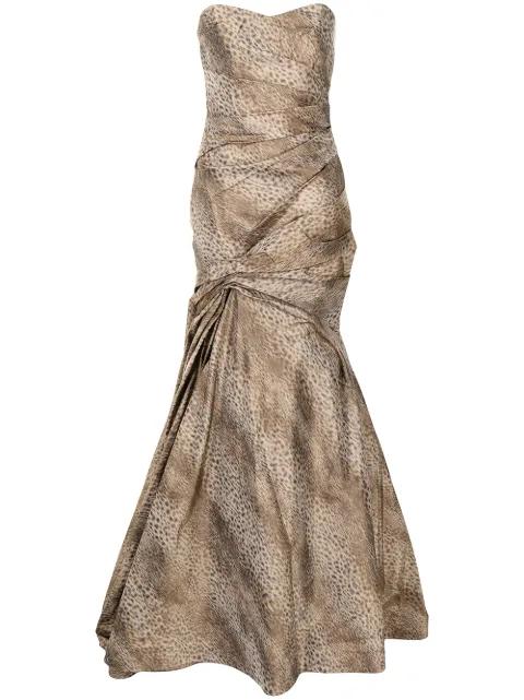 sleeveless cheetah-print trumpet gown by ML MONIQUE LHUILLIER