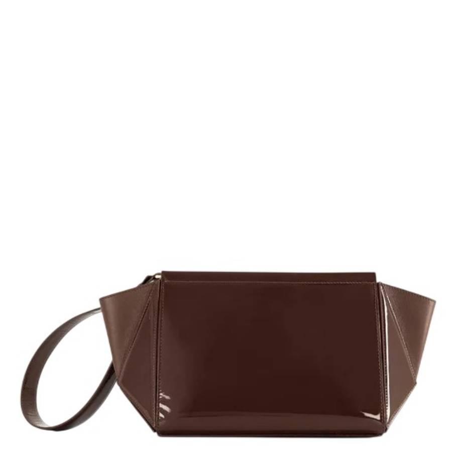 Mlouye Patent Brown Medium Triangle Pouch by MLOUYE