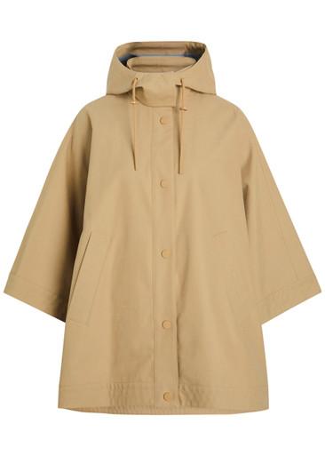 Boa hoodied twill cape coat by MM