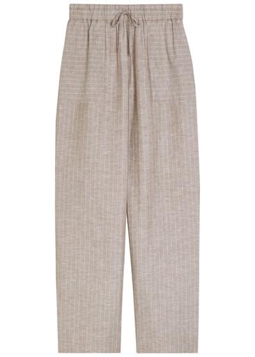 Fauna striped straight-leg linen-blend trousers by MM