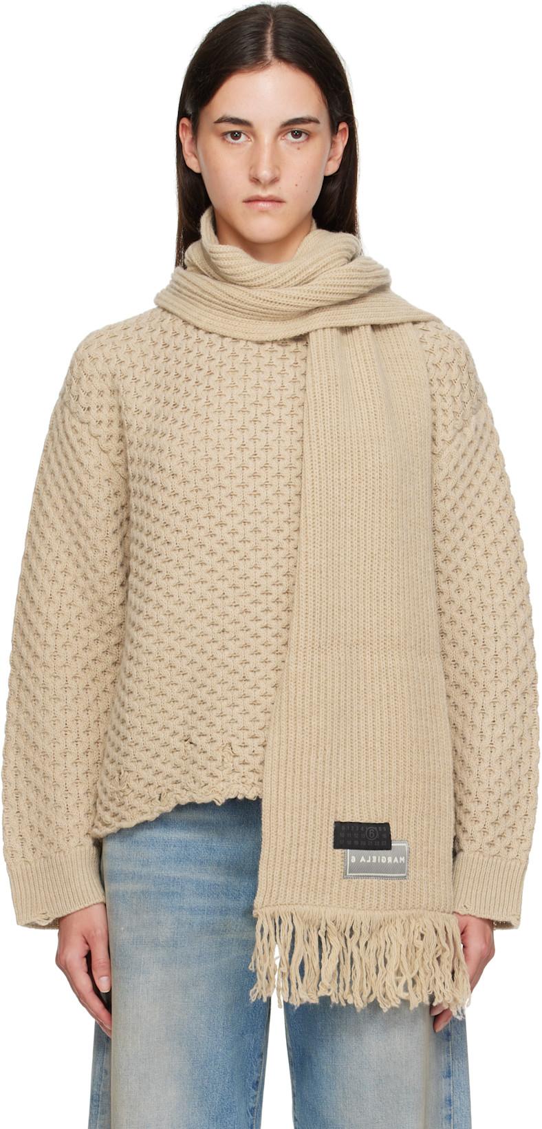 Beige Scarf Knit Sweater by MM6 MAISON MARGIELA