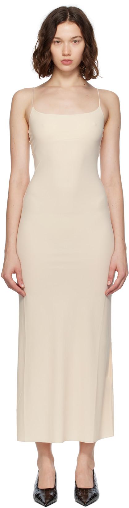 Beige Slip Maxi Dress by MM6 MAISON MARGIELA