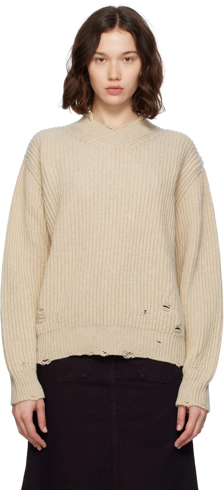 Beige Wool Sweater by MM6 MAISON MARGIELA