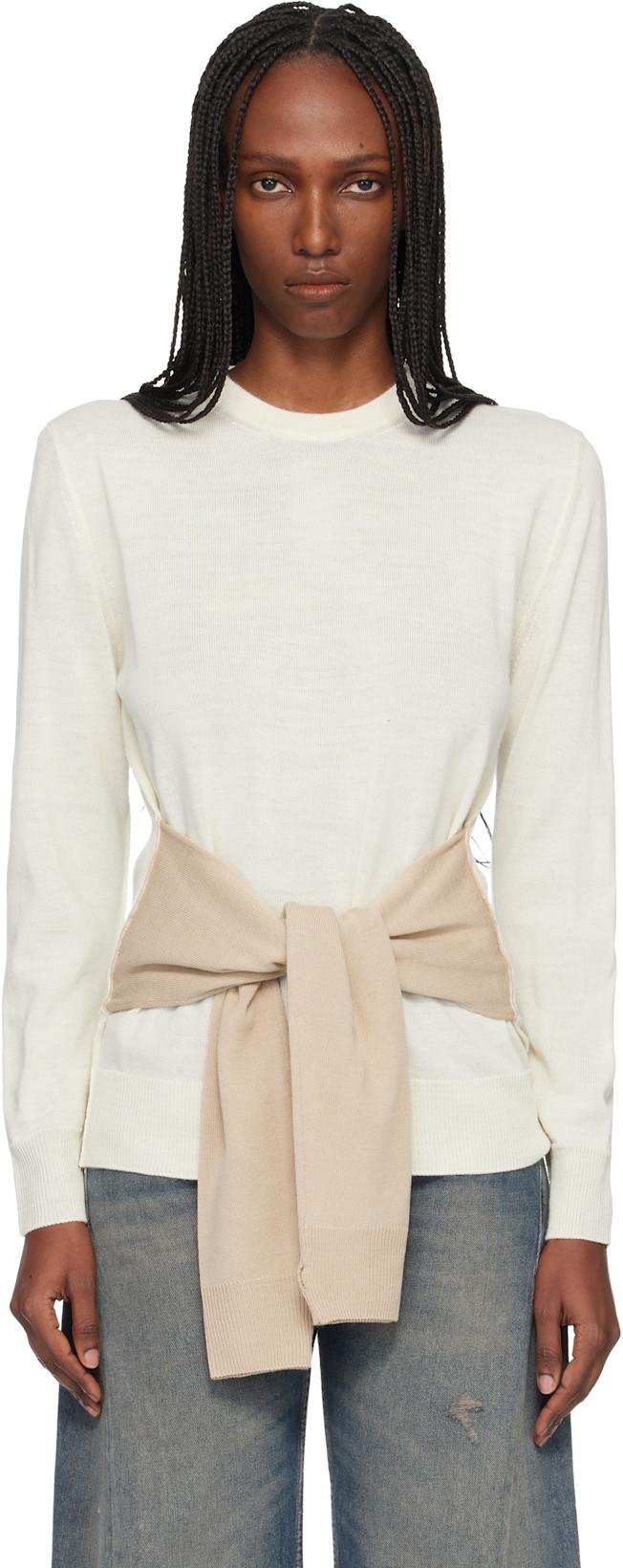 Beige Xtra Sleeves Sweater by MM6 MAISON MARGIELA
