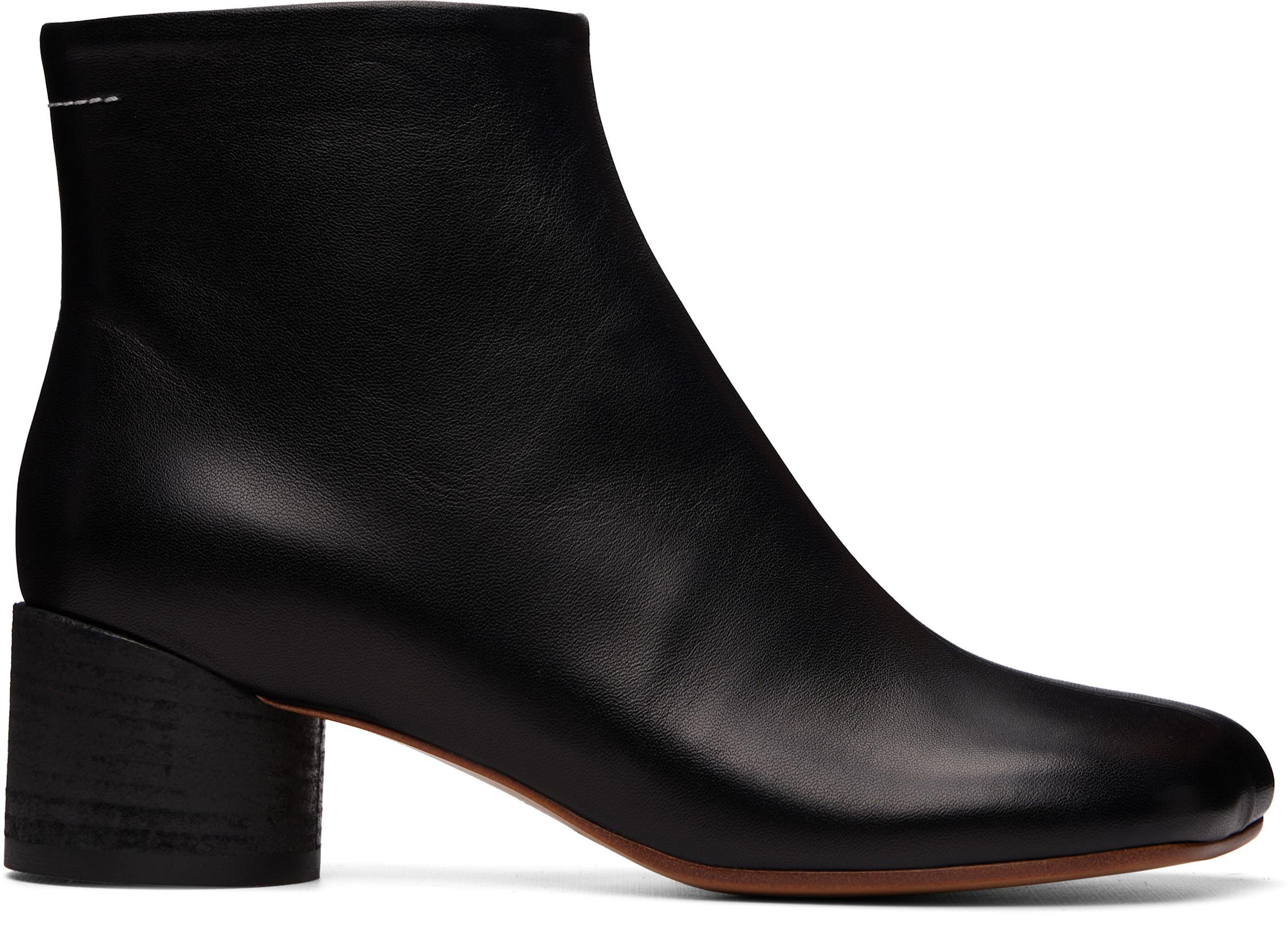 Black Anatomic Ankle Boots by MM6 MAISON MARGIELA