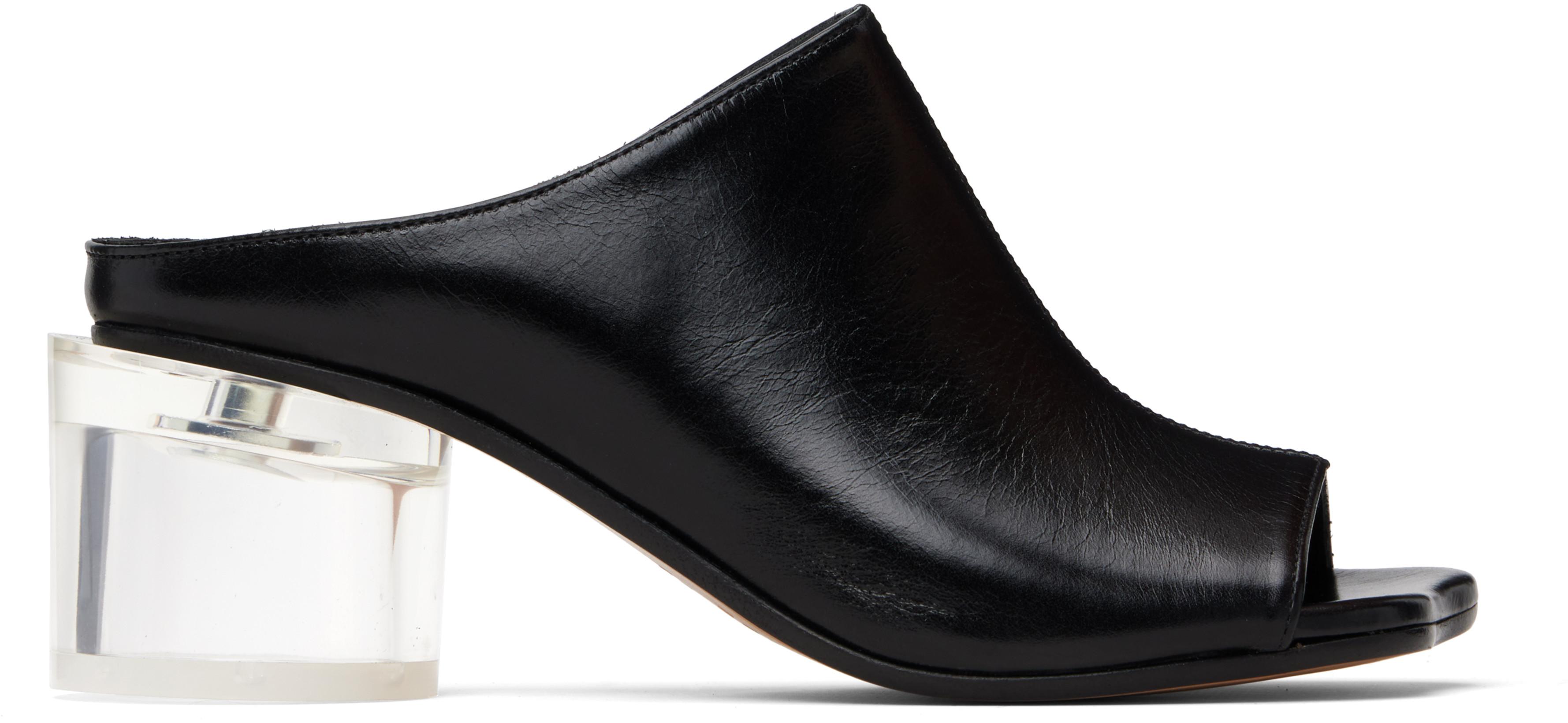 Black Anatomic Heeled Mule Sandals by MM6 MAISON MARGIELA