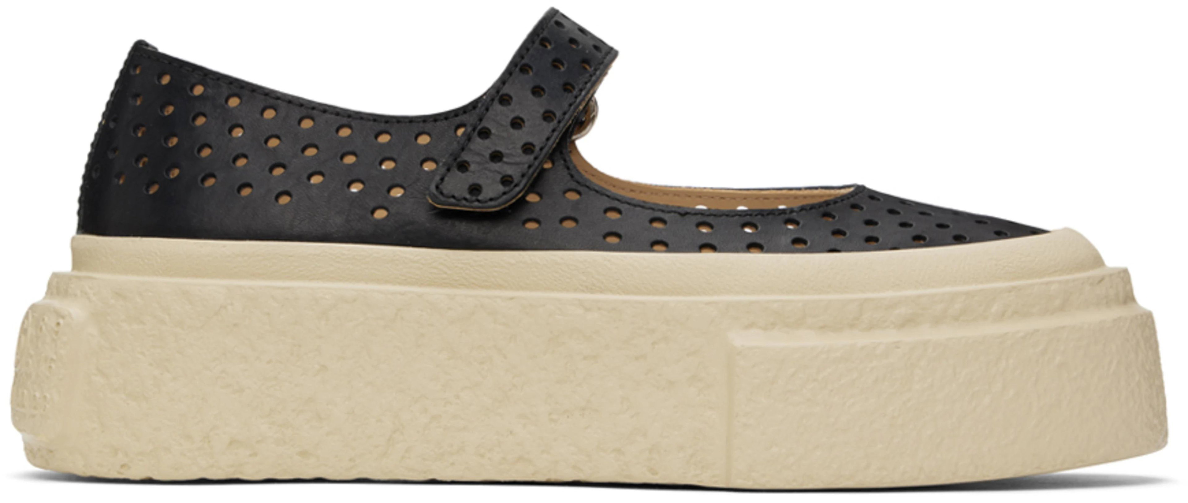 Black Chunky Gambetta Ballerina Flats by MM6 MAISON MARGIELA